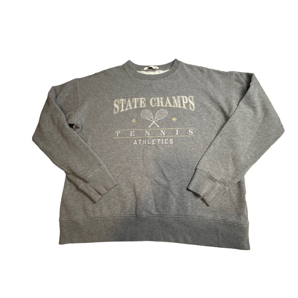 Aeropostale Mens State Champs Tennis Athletics Sweatshirt Gray Medium-2301